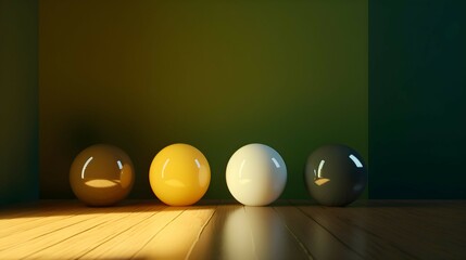 3D Rendering of Sunlit Room with Various Colored Balls