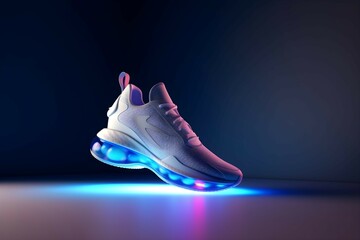 3D Render of Colorful Futuristic Sneaker Product Photo