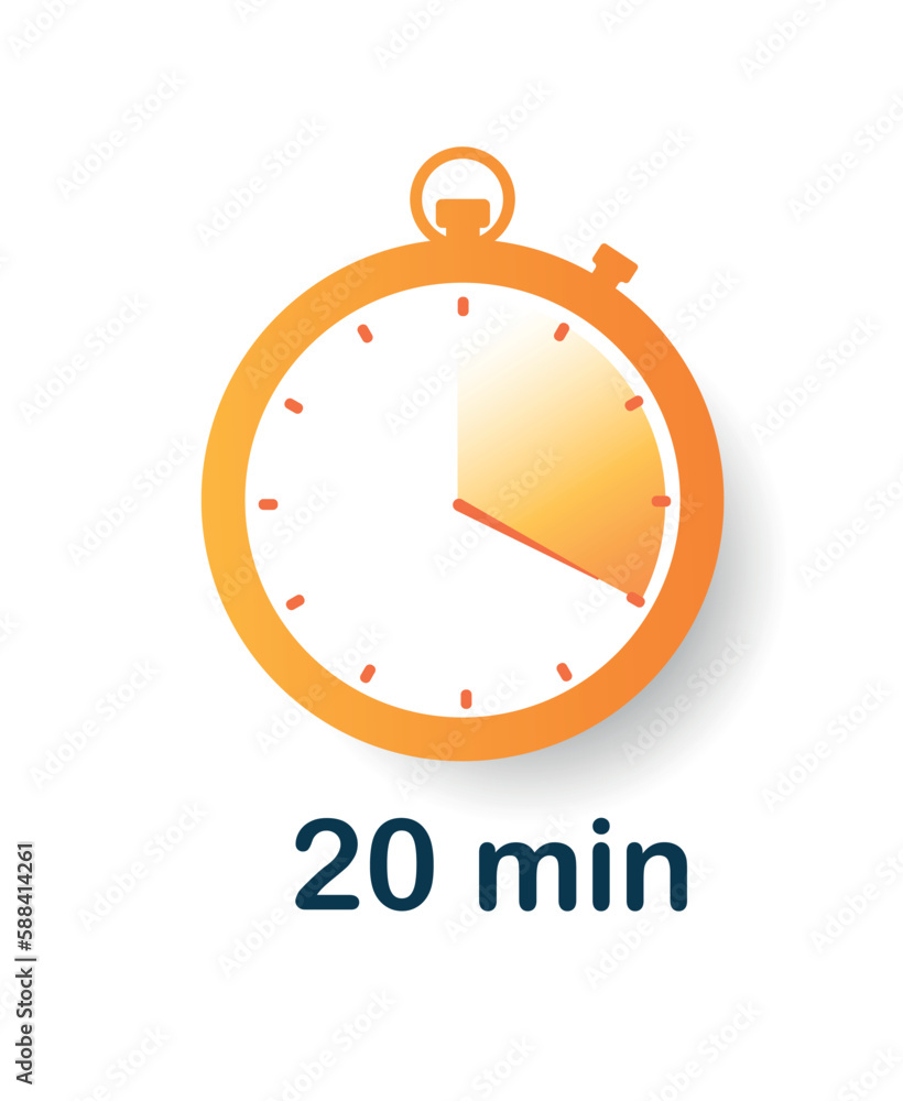 Poster 20 minutes clock icon. interface for programs and applications. goal setting and motivation, time ma