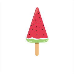 Watermelon stick ice cream, cartoon vector illustration isolated on white background. Flat syle.