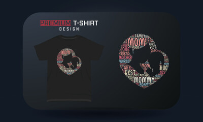 Mother and baby  Shape cloud T-shirt Design