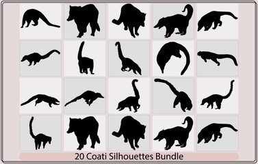 Coati Animal Logo Design tail,Silhouette of South American coati,Animals South America