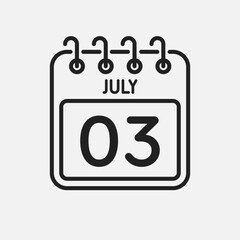 Icon page calendar day - 3 July