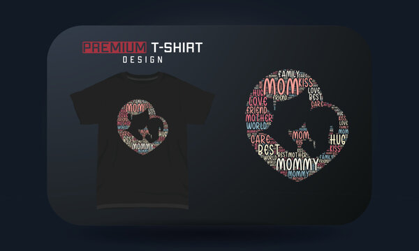Mother and baby  Shape cloud T-shirt Design