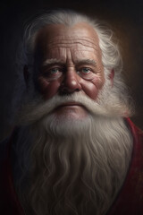 ?ortrait of Old Santa Claus and his face close-up. Angry and bad Santa Claus. Generative AI.