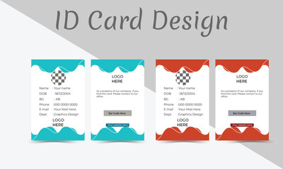 Creative and clean ID card template. 2 Sided ID card template with Blue and Green color template. Vector illustration print template.