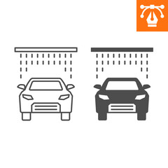 Car wash line and solid icon, outline style icon for web site or mobile app, car service and automobile, carwash vector icon, simple vector illustration, vector graphics with editable strokes.
