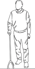 elderly man with a stick