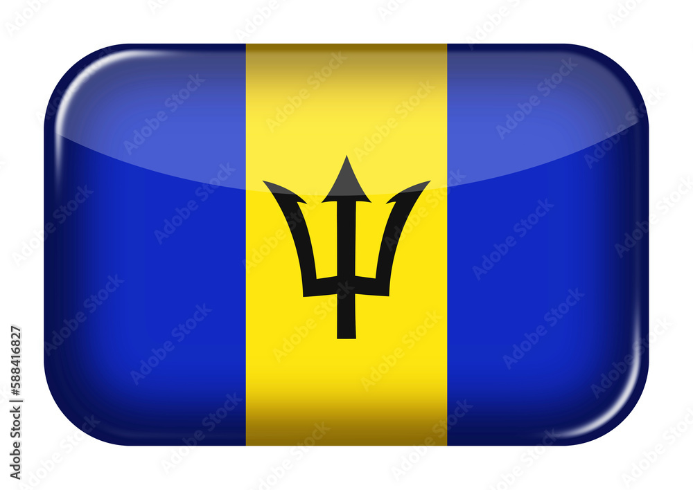 Poster barbados web icon rectangle button with clipping path 3d illustration