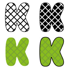 Alphabet K in flat style isolated