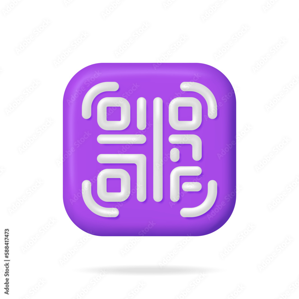 Poster 3d qr code icon isolated. render modern qr code symbol. concept of online shopping. advertisement, m