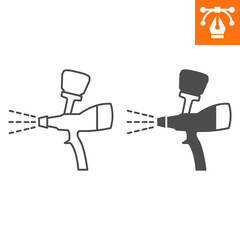 Spray gun line and solid icon, outline style icon for web site or mobile app, car service and airbrush , paint sprayer vector icon, simple vector illustration, vector graphics with editable strokes.