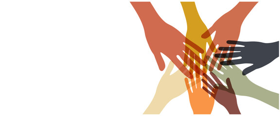 Human hands. Diverse group of people. People equity help.