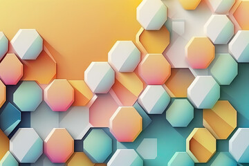 A hexagon background in a summer style - Wallpaper with summer hexagon form elements - Backdrop with summer and heaxagons style - Created with Generative AI technology