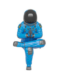master astronaut is doing a namaste yoga pose