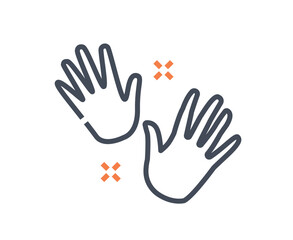 Obraz premium Hands skill icon. Imprints of human hands. Anatomy and biology. Logo for company or organization, branding. Interface for programs and applications. Cartoon flat vector illustration