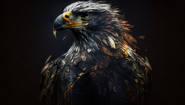 Eagle abstract wallpaper. Contrast background falcon in vivid colors generative ai