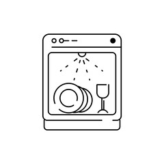 Dishwasher icon. Linear style.