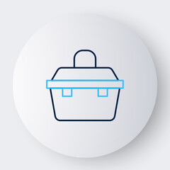 Line Case or box container for wobbler and gear fishing equipment icon isolated on white background. Fishing tackle. Colorful outline concept. Vector