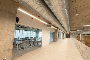 Interior of big office space hallway