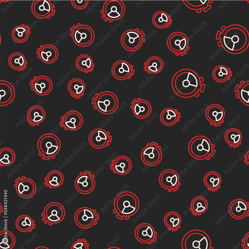 Poster line stopwatch icon isolated seamless pattern on black background. time timer sign. chronometer sign