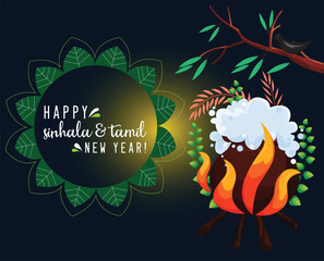 Hand Drawn Sinhala & Tamil New Year Vector Design