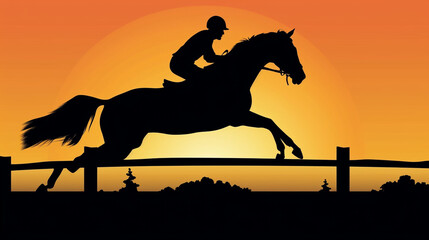 horse and rider silhouette vector image