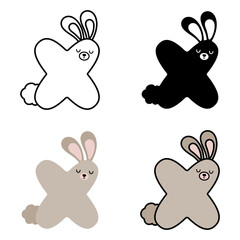 Alphabet X in flat style isolated