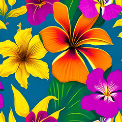summer seamless pattern with flowers
