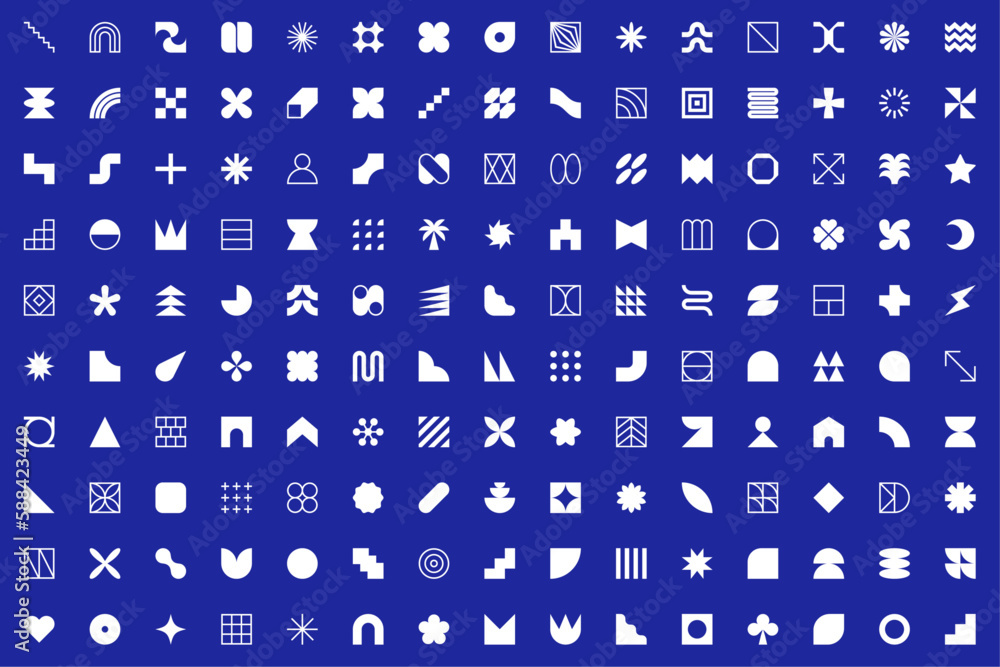 Poster big neo geo shapes collection. abstract symbols set. vector elements. geometric icons. isolated mode