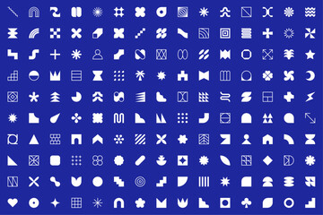 Big neo geo shapes collection. Abstract symbols set. vector elements. Geometric icons. Isolated modern signs.