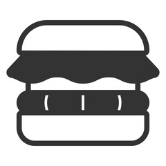Hamburger with cutlet and lettuce - icon, illustration on white background, glyph style