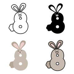 Number 8 in flat style isolated