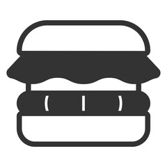 Hamburger with cutlet and lettuce - icon, illustration on white background, glyph style