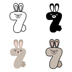 Number 7 in flat style isolated