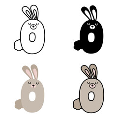 Number 0 in flat style isolated