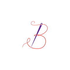 letter B needle logo art design line vector illustration © rokhmatulloh