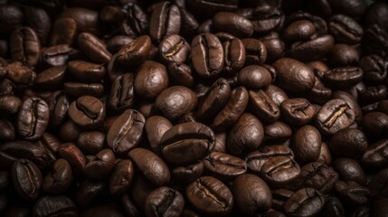Fototapeta premium Roasted coffee beans texture. Generative AI