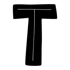 Capital Letter T. Hand Drawn Illustration