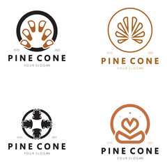 Fototapeta premium abstract simple pinecone logo design,for business,badge,emblem,pine plantation,pine wood industry,yoga,spa,vector