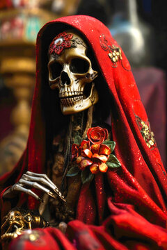 Santa Muerte. Holy Death - modern religious cult figure. Generative AI