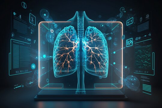 Human lungs are attacked by virus cells, Medical care and healthcare Robotics and medical research, Generative AI