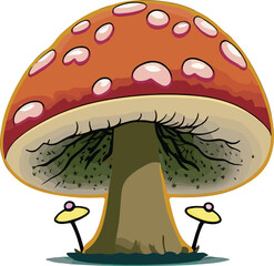Mushroom cartoon drawing isolated on white vector illustration