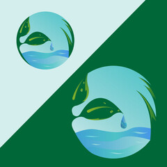 leaf and water logo design template. natural logo vector. leaf and water illustration