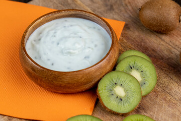 fresh yogurt made from natural ingredients with kiwi