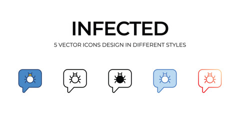 Infected Icon Design in Five style with Editable Stroke. Line, Solid, Flat Line, Duo Tone Color, and Color Gradient Line. Suitable for Web Page, Mobile App, UI, UX and GUI design.
