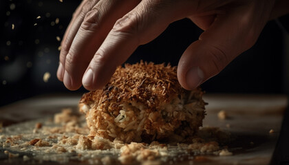 A gourmet homemade dessert Dark chocolate cookie slice generated by AI