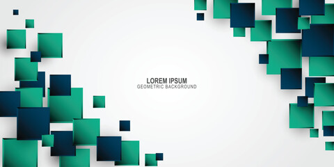 Blue and green geometric rectangles background.