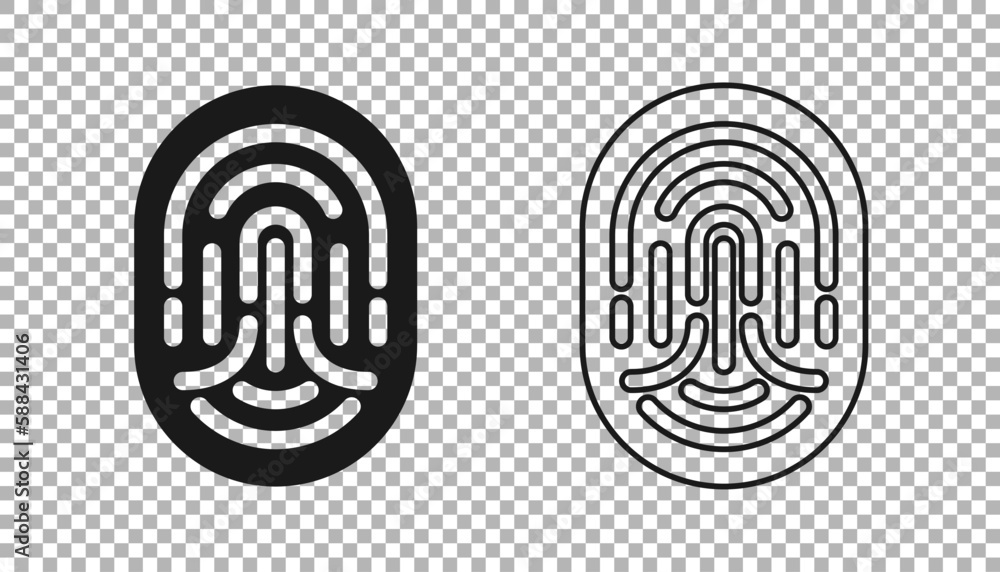 Poster black fingerprint icon isolated on transparent background. id app icon. identification sign. touch i