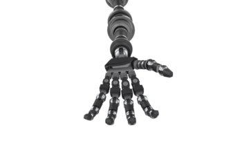 Gordijnen Digitally generated image of black robot hand © vectorfusionart